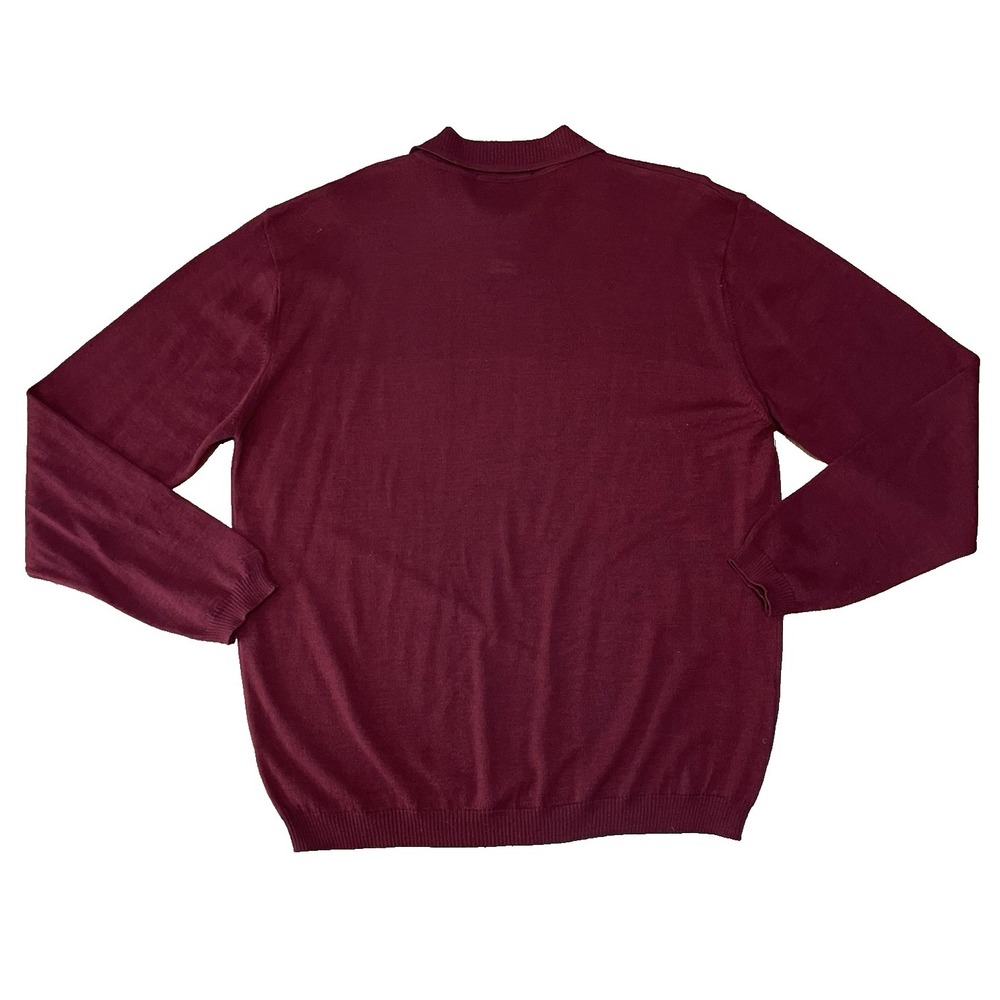 Murano Italia Men's Wool Blend Sweater Made in Italy Maroon Collar Sweater Sz L - Picture 2 of 10